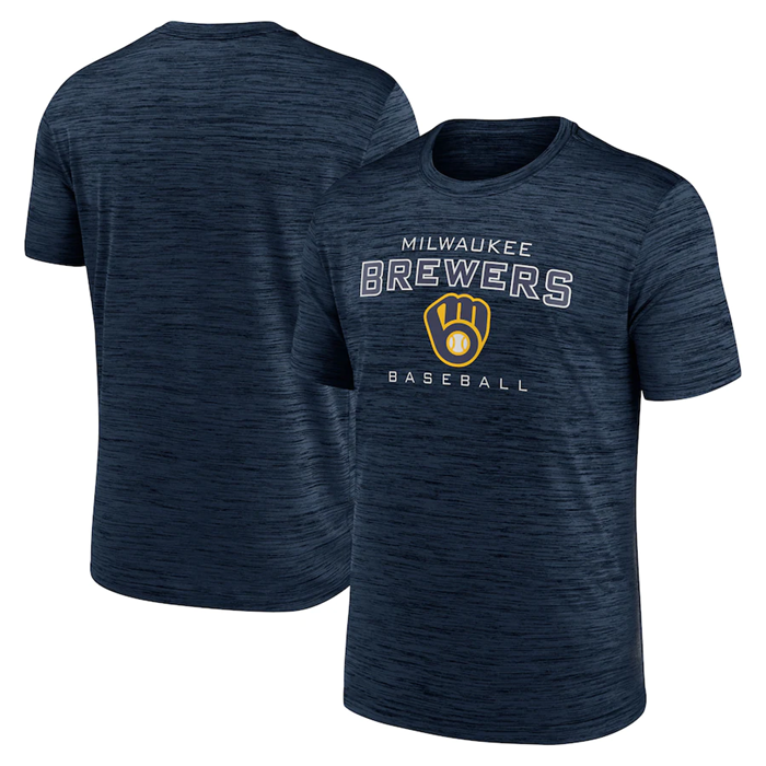 Men's Milwaukee Brewers Navy Velocity Practice Performance T-Shirt - Click Image to Close